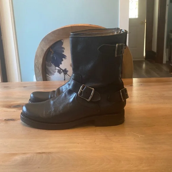 Frye Shoes Frye Black Leather Veronica Zipper Back Poshmark